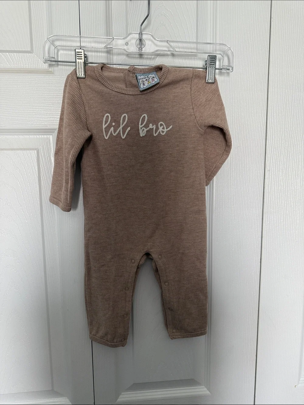 Lil Bro Ribbed Baby One-Piece in Dusty Brown